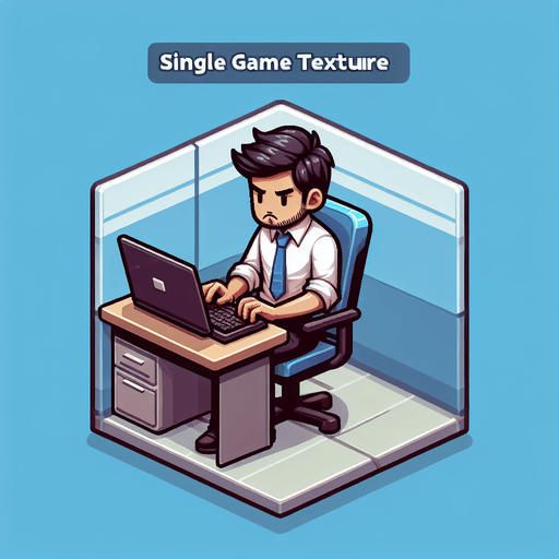 a developer sitting on his laptop in his cubicle, typing on the keyboard.
Single Game Texture.  In-Game asset.  2d.  Blank background.  High contrast.  No shadows