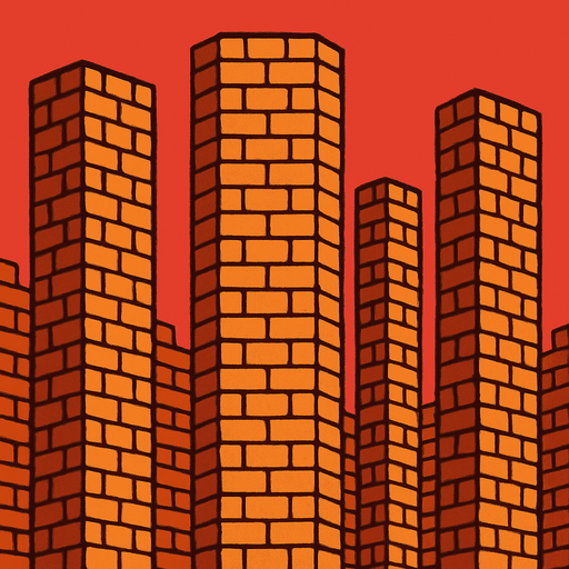fondo de torres de ladrillos.
In-Game asset.  2d.  High contrast.  No shadows