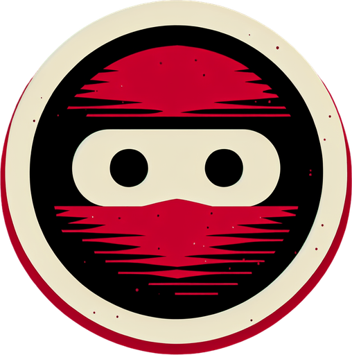 2d coin. Ninja face in the coin. red coin. 2 circles inside it.
Single Game Texture. In-Game asset. 2d. Blank background. High contrast. No shadows.