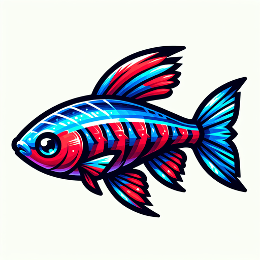 a cardinal tetra.
Single Game Texture. In-Game asset. 2d. Blank background. High contrast. No shadows.
