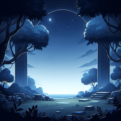A large calm background drawing for a puzzle game, in dark calm blueish colors and non-confusing content. High definition.
Single Game Texture. In-Game asset. 2d. Blank background. High contrast. No shadows.