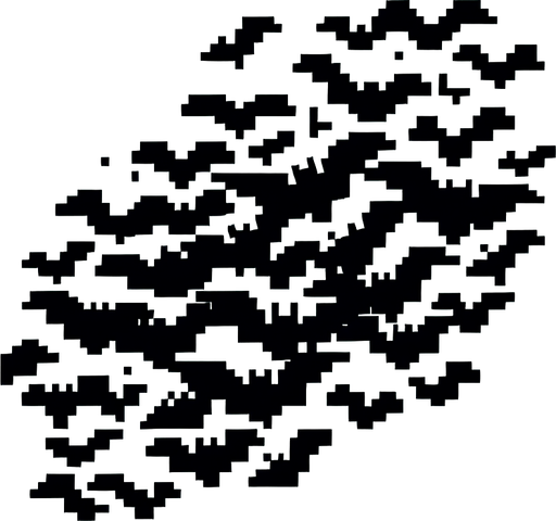 pixel art of a small swarm of black bats
Single Game Texture. In-Game asset. 2d. Blank background. High contrast. No shadows.