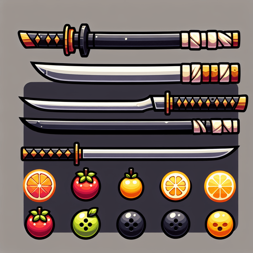 2д лезвие Катаны для игры похожий на фрукт ниндзя.
Single Game Texture. In-Game asset. 2d. Blank background. High contrast. No shadows.
