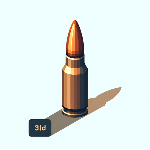 Bullet.
Single Game Texture. In-Game asset. 2d. Blank background. High contrast. No shadows.