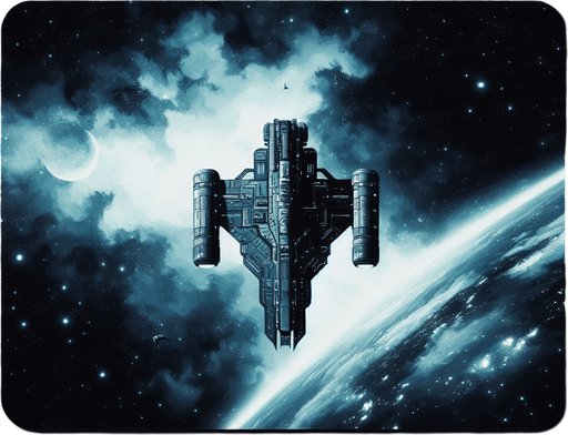 top down battle ship alien on space.
Single Game Texture.  space full of stars background
