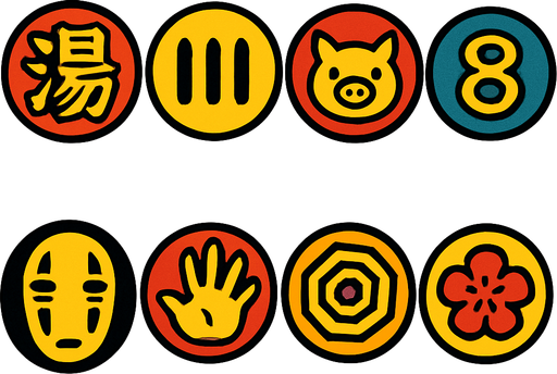 Different tokens like in the movie "spirited away".
In-Game asset.  2d.  High contrast.  No shadows