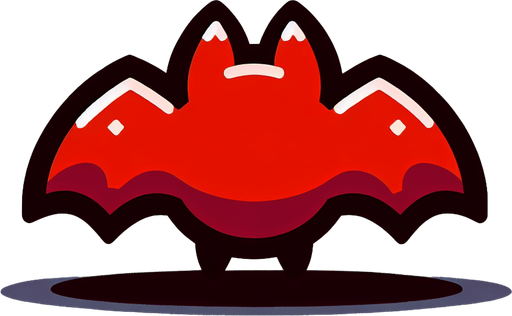 red bat.
Single Game Texture. In-Game asset. 2d. Blank background. High contrast. No shadows.
