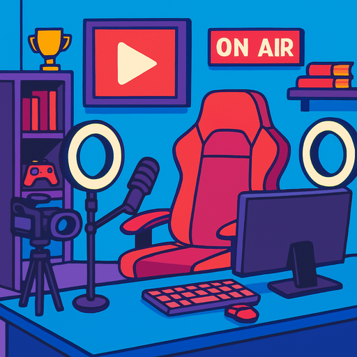 youtuber room background.
In-Game asset.  2d.  High contrast.  No shadows