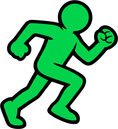 green runner running.
In-Game asset.  2d.  High contrast.  No shadows