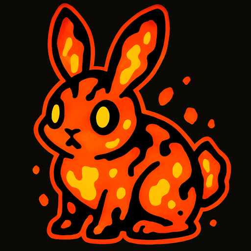 LAVA BUNNY.
In-Game asset.  2d.  High contrast.  No shadows