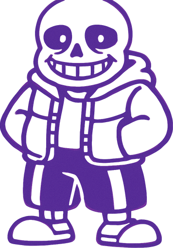 Sans color morado.
In-Game asset.  2d.  High contrast.  No shadows