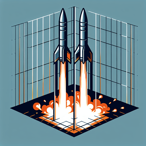 a double missile pointing vertically, with fire coming out of the rear
Single Game Texture. In-Game asset. 2d. Blank background. High contrast. No shadows.