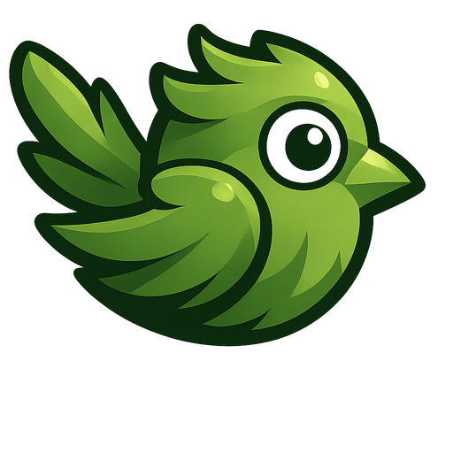 Cool bird with feathers the color #5f9a4a