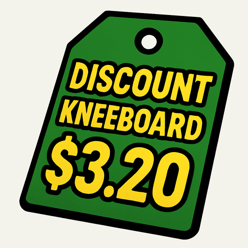 Green price tag that says discount kneeboard $3.20.
In-Game asset.  2d.  High contrast.  No shadows