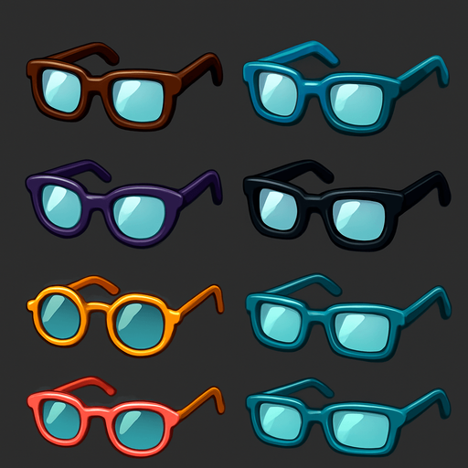 Pack of different glasses.
In-Game asset.  High contrast.  No shadows. 3D