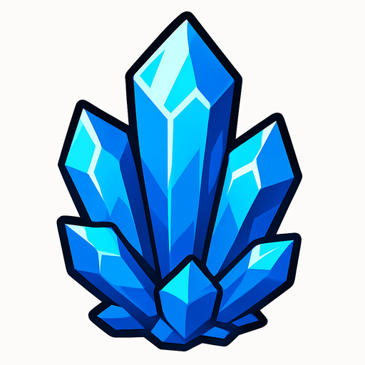 blue crystal.
In-Game asset.  2d.  High contrast.  No shadows