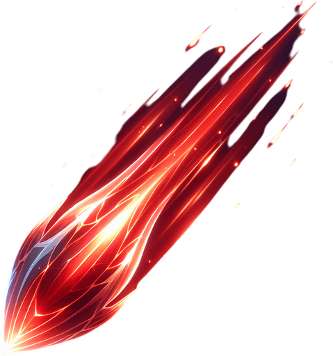 A 2D top-down view of a futuristic energy bullet for a space shooter game. The bullet is a glowing red plasma projectile  elongated shape and a slight energy trail behind it. The design is simple, bright, and high-speed-looking, suitable for fast-paced shooting gameplay.
Single Game Texture.  In-Game asset.  Blank background.  High contrast.  No shadows