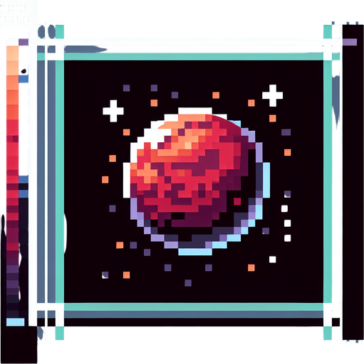 pixel art of a tiny planet.
Single Game Texture. In-Game asset. 2d. Blank background. High contrast. No shadows.