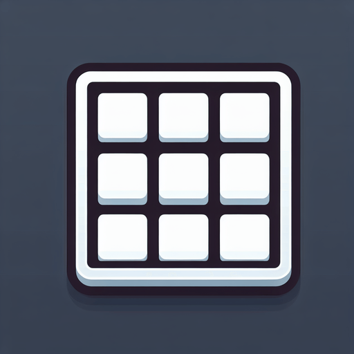 A white square with 9 smaller white squares grid aligned inside of it, like a sort of a menu item for a game interface..
Single Game Texture. In-Game asset. 2d. Blank background. High contrast. No shadows.