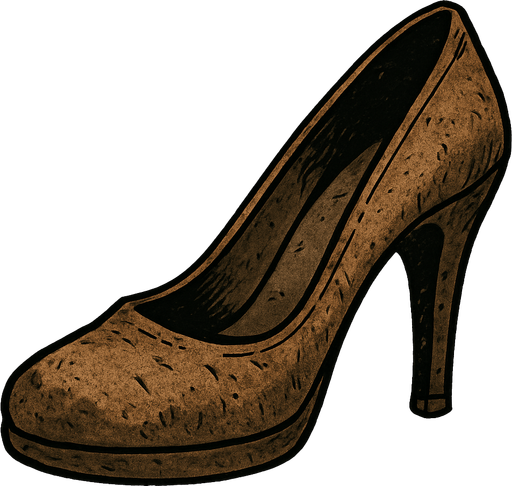 A well worn high heel shoe.
In-Game asset.  2d.  High contrast.  No shadows