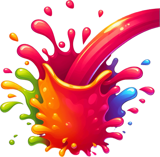 juice splash asset.
Single Game Texture.  In-Game asset.  2d.  Blank background.  High contrast.  No shadows