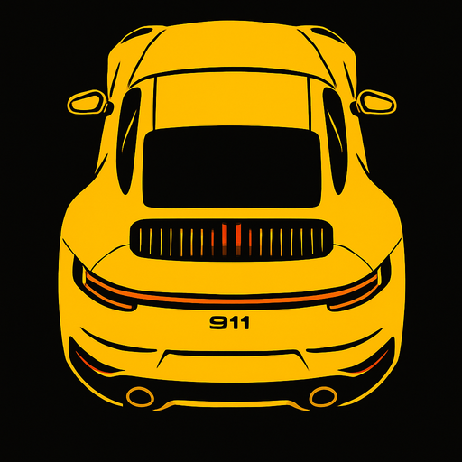 Yeni porche 911 arkasi ama yukaridan
In-Game asset.  2d.  High contrast.  No shadows