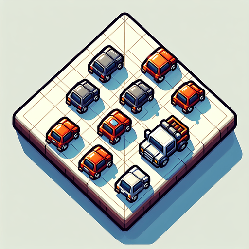 Квадратные модельки машин, мальтяшная, вид сверху.
Single Game Texture. In-Game asset. 2d. Blank background. High contrast. No shadows.