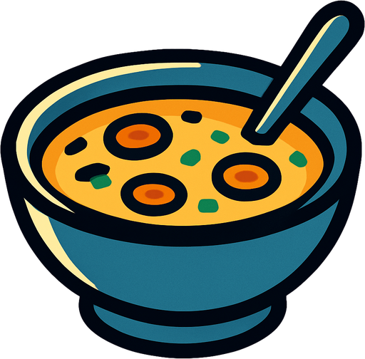 Soupe.
In-Game asset.  2d.  High contrast.  No shadows
