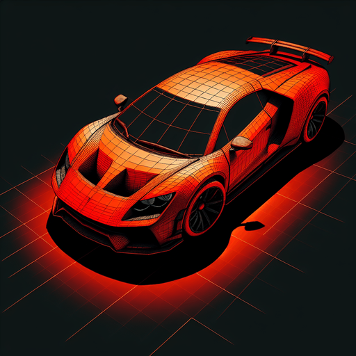 A red color 2D car from top view facing north and a little big.
Single Game Texture. In-Game asset. 2d. Blank background. High contrast. No shadows.