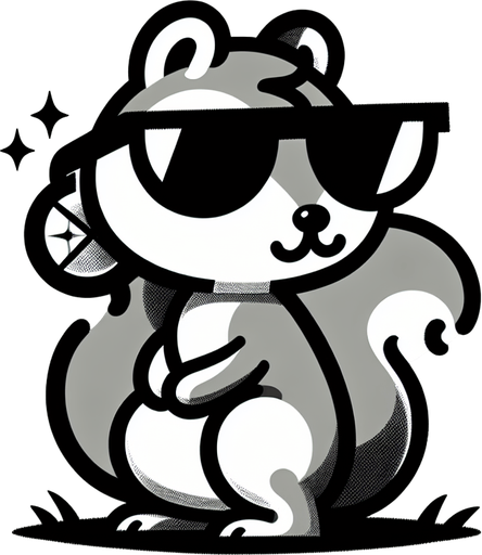 a little squirrel with sun glasses and earring.
Single Game Texture. In-Game asset. 2d. Blank background. High contrast. No shadows.