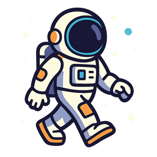 uzayda yürüyen astronot.
In-Game asset.  2d.  High contrast.  No shadows