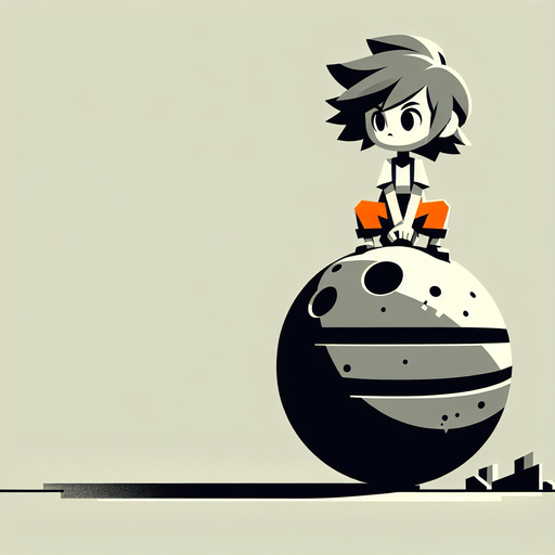 girl sitting on Wrecking Ball, cartoon style..
Single Game Texture. In-Game asset. 2d. Blank background. High contrast. No shadows.