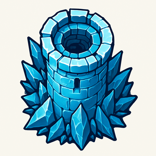 torre de hielo desde arriba.
In-Game asset.  2d.  High contrast.  No shadows