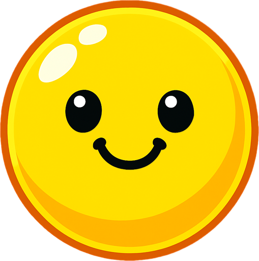 Mutlu, sarı renkli bir bubble.
In-Game asset.  2d.  High contrast.  No shadows