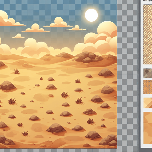 ground , desert color.
Single Game Texture. In-Game asset. 2d. Blank background. High contrast. No shadows.
