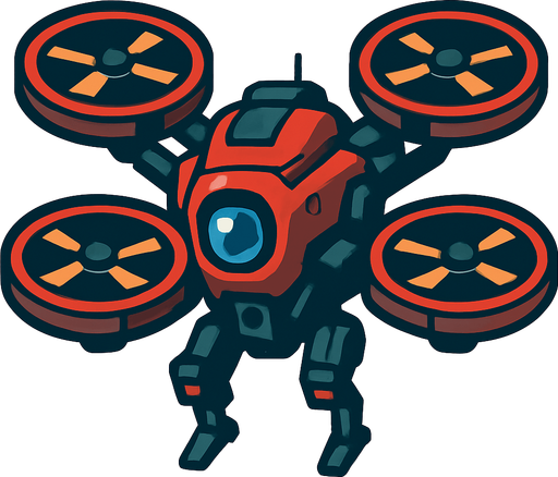 scifi quad copter drone.
In-Game asset.  2d.  High contrast.  No shadows