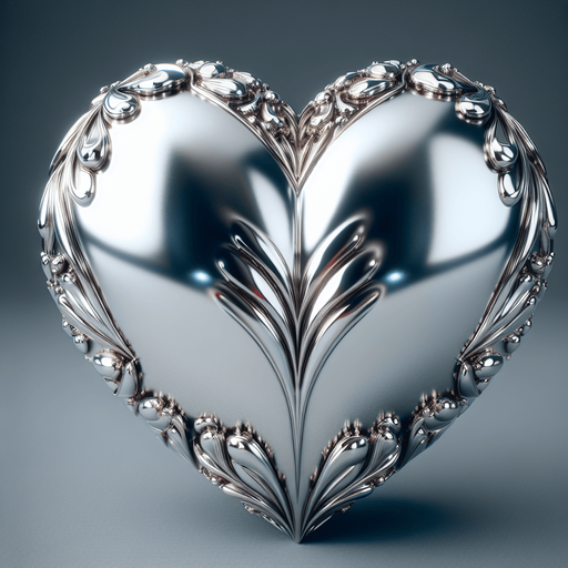 face view of a big silver heart