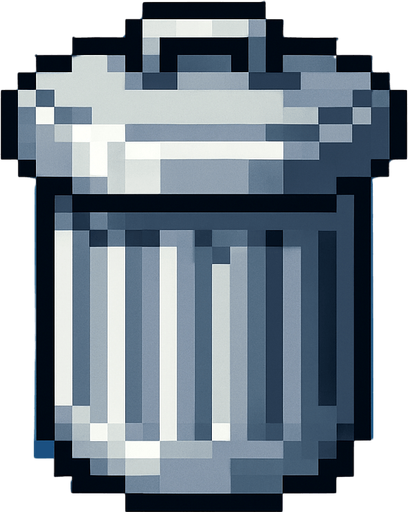 pixel art 2D trash can.
In-Game asset.  2d.  High contrast.  No shadows