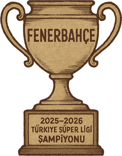 2025 - 2026 Türkiye Süper Ligi Şampiyonu Kupası oluştur , kupanınn üstünde FENERBAHÇE yazsın. soluk renklerde olsun , retro temada olsun 
In-Game asset.  2d.  High contrast.  No shadows