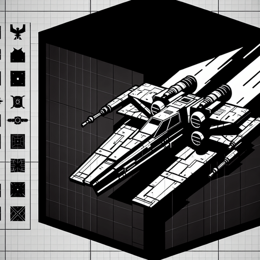 Single Game Texture. In-Game asset. 2d. A ship that looks like a T Figther moving from top to bottom.
Single Game Texture. In-Game asset. 2d. Blank background. High contrast. No shadows.