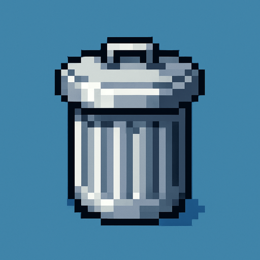 pixel art 2D trash can.
In-Game asset.  2d.  High contrast.  No shadows