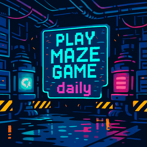 “Design an abandoned data vault with pulsing core reactors and neon warning stripes. A central holo-banner flashes ‘Play Maze Game daily’ in glitchy, stylized lettering. Add drifting sparks, cable conduits, and a damp metal floor reflecting ambient light—empty of characters and coins.”.
In-Game asset.  2d.  High contrast.  No shadows