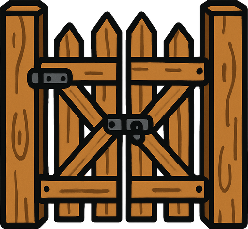 fence gate.
In-Game asset.  2d.  High contrast.  No shadows