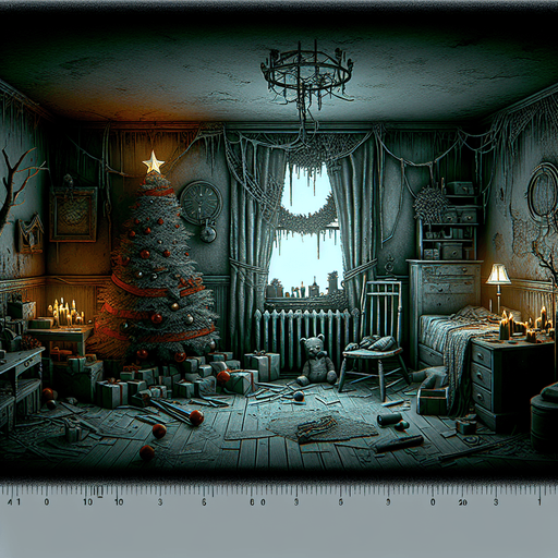 Eerie Christmas-inspired fuse similar to a resident evil room
Single Game Texture. In-Game asset. 2d. Blank background. High contrast. No shadows.