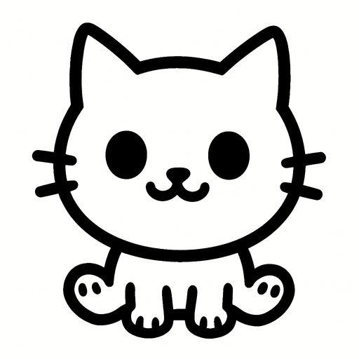Un gato blanco con ojos y boca negra sin cuerpo solo la cabeza circular con sus orejas y sus 4 patitas estilo caricatura.
In-Game asset.  2d.  High contrast.  No shadows