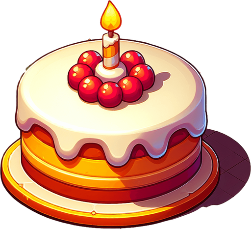 cake.
Single Game Texture.  In-Game asset.  2d.  Blank background.  High contrast.  No shadows