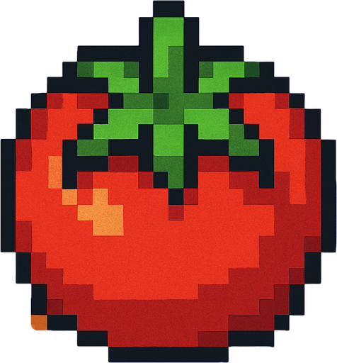 Tomato 2d pixilated topdown.
In-Game asset.  2d.  High contrast.  No shadows
