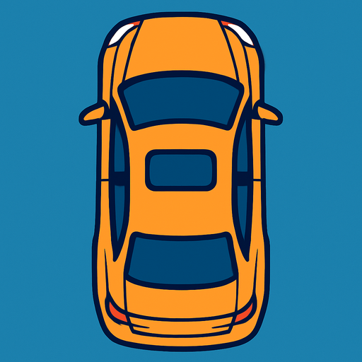 modern car view from above.
In-Game asset.  2d.  High contrast.  No shadows