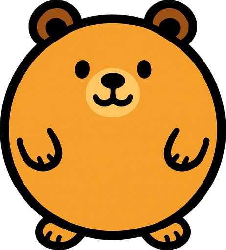 un oso redondo.
In-Game asset.  2d.  High contrast.  No shadows