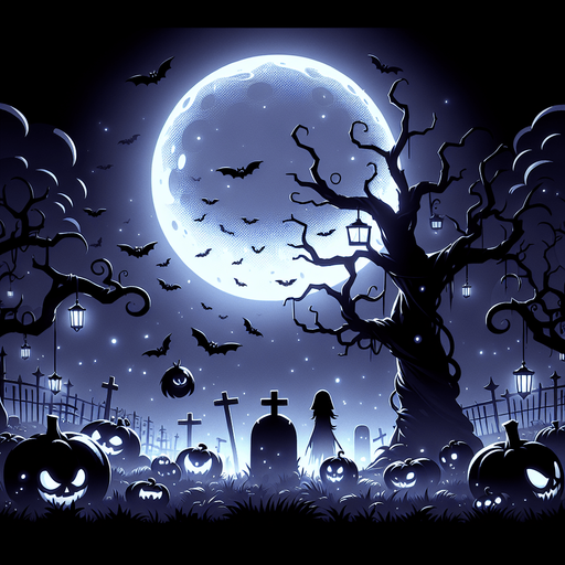 Halloween moonlight.
Single Game Texture. In-Game asset. 2d. Blank background. High contrast. No shadows.